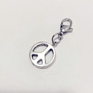 New Peace Sign silver zipper pull or pendant.